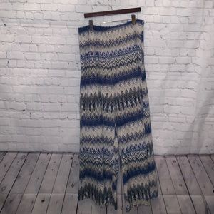 Zac & Rachel Blue & Cream  Zigzag Pants size XL